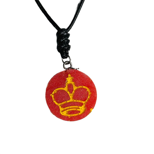 Shimmer Red King - Handmade Resin Chess Necklace