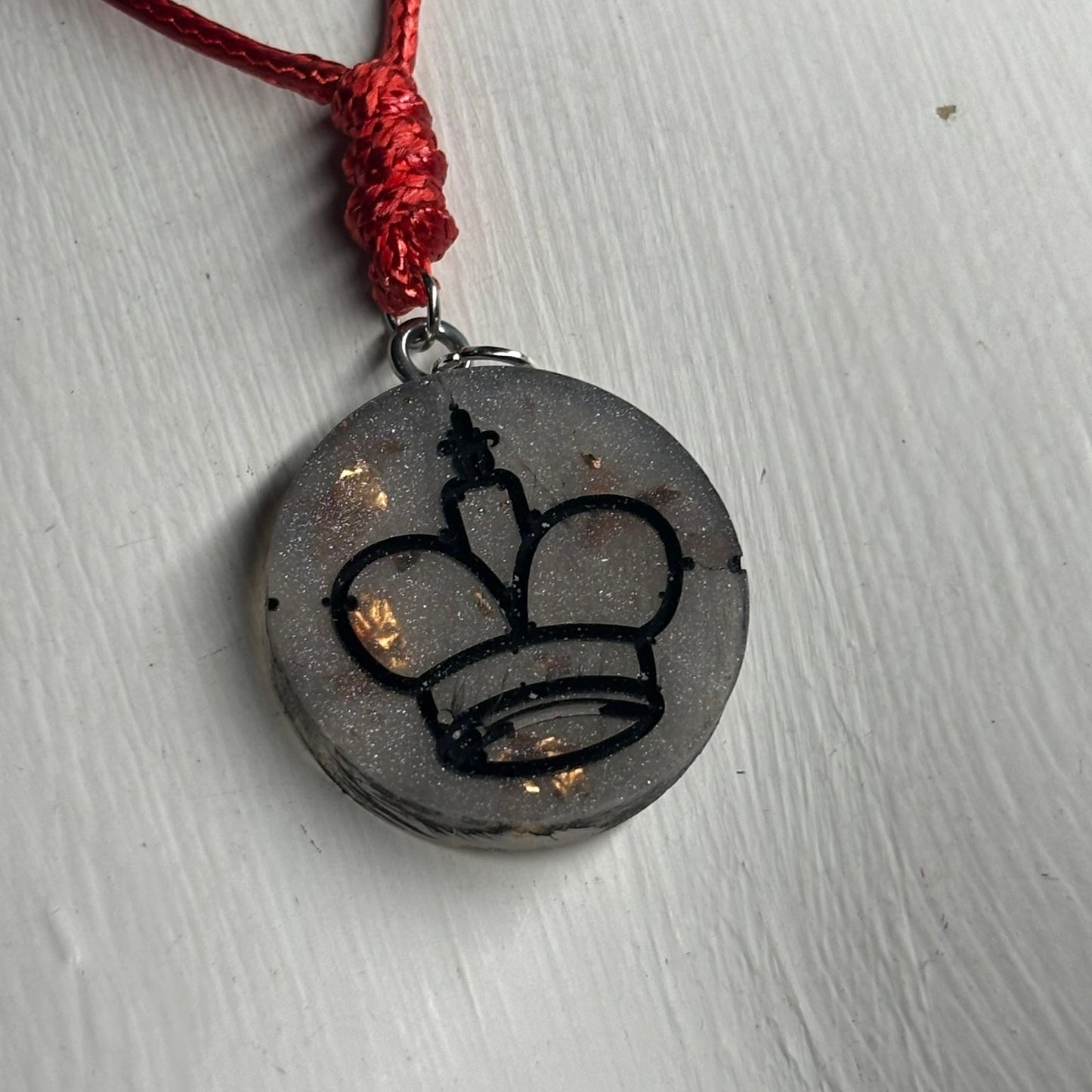 Royal Silver King - Handmade Resin Chess Necklace