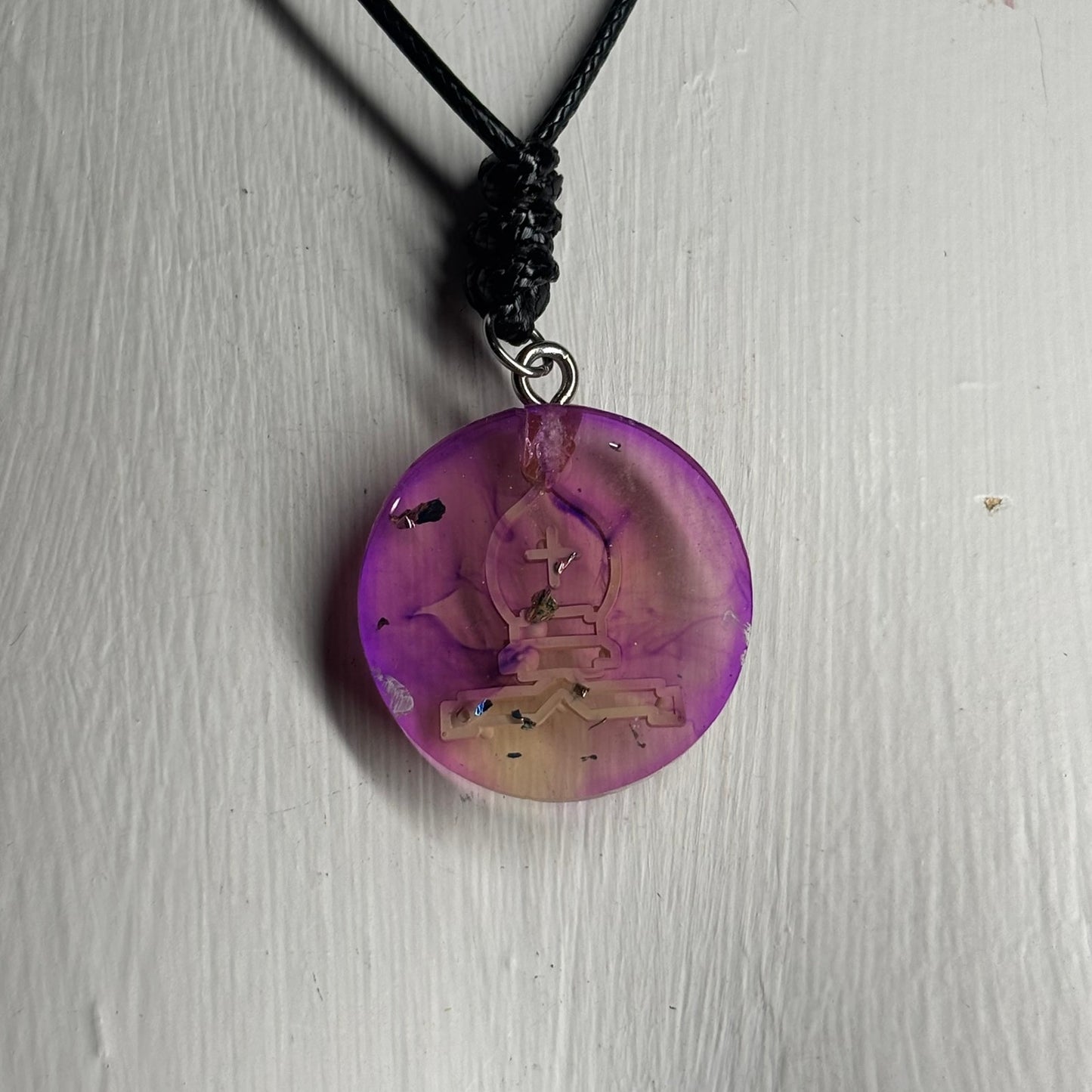 Mystic Purple Bishop - Handmade Resin Chess Necklace