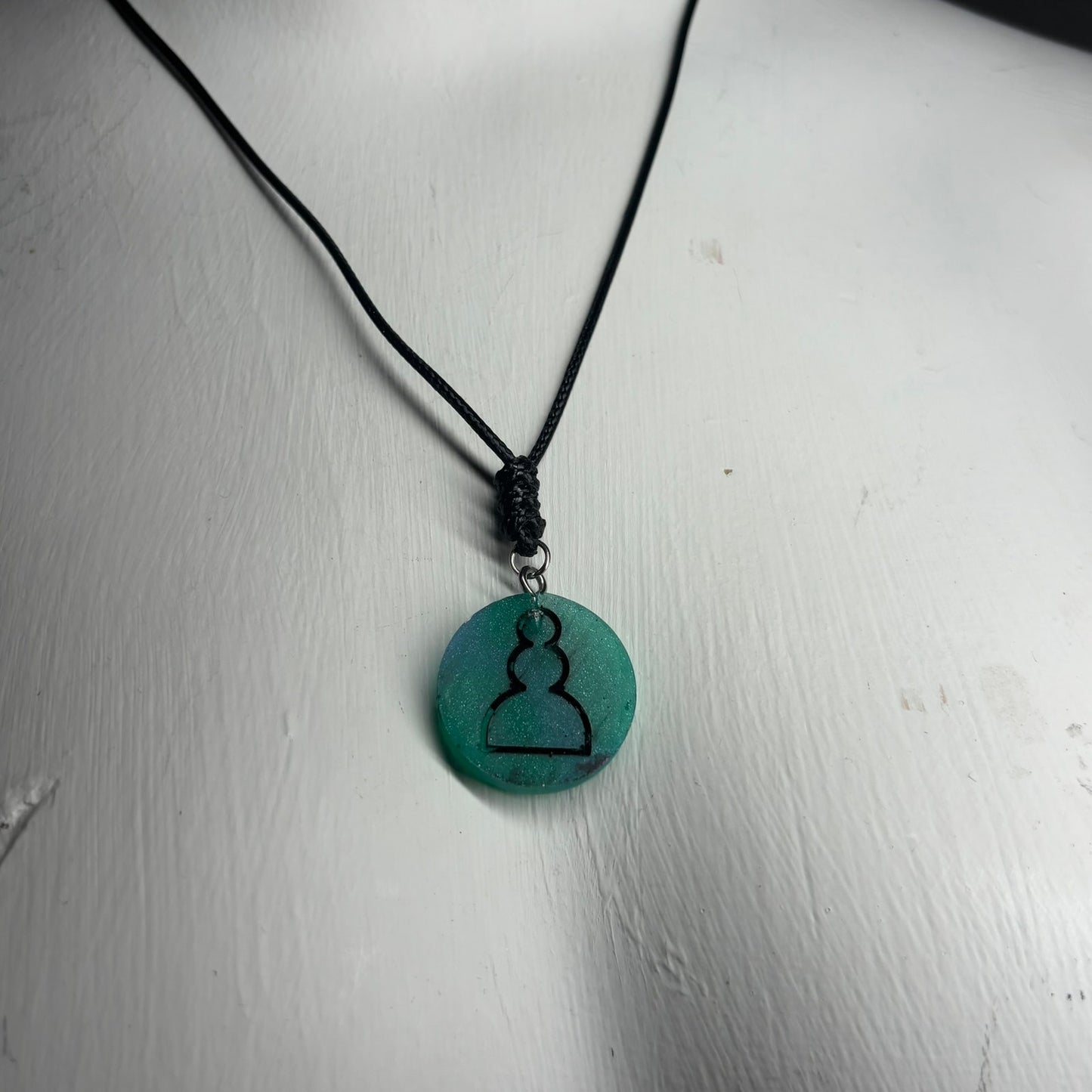 Forest Green Pawn - Handmade Resin Chess Necklace