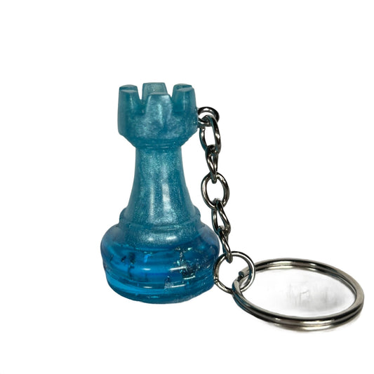 Blue Ice Rook Handmade Resin Keychain - One of a Kind Design