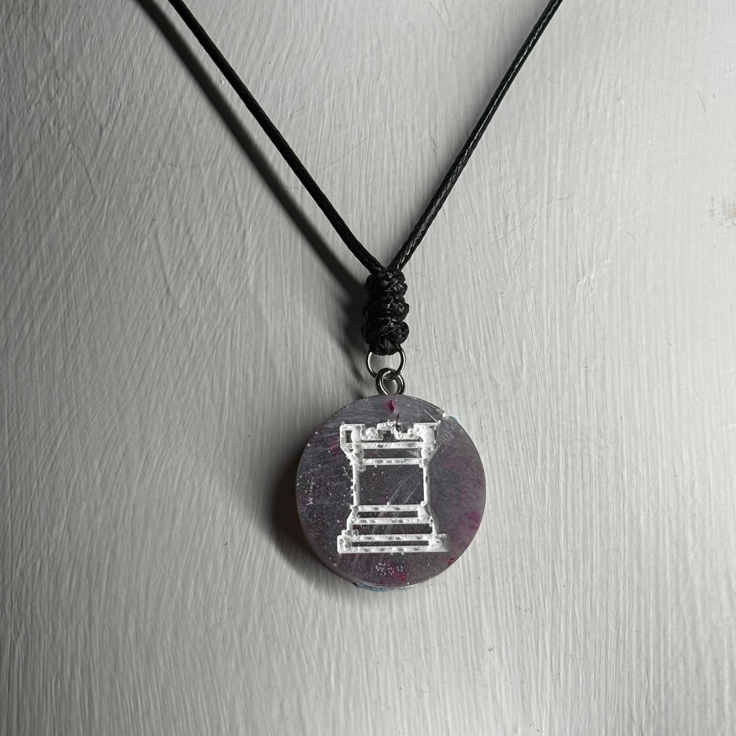 Purple Rook - Handmade Resin Chess Necklace