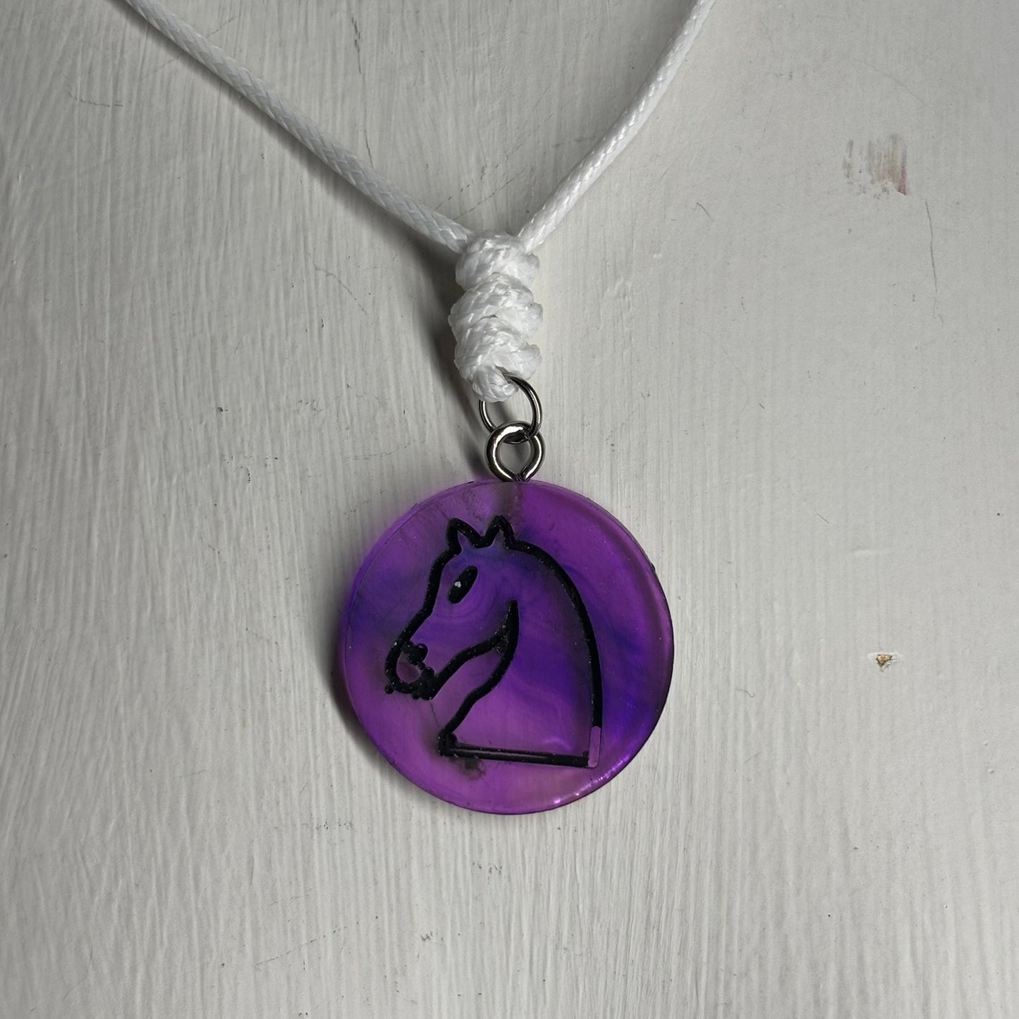 Purple Knight - Handmade Resin Chess Necklace