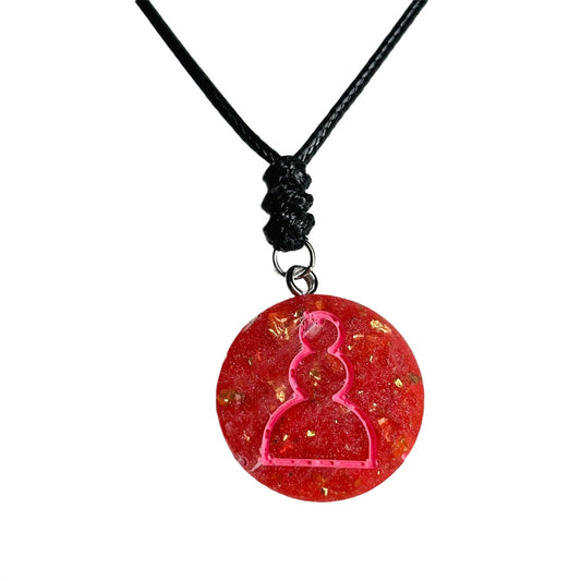 Crystal Red Pawn - Handmade Resin Chess Necklace