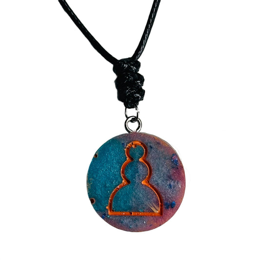 Cosmic Pawn - Handmade Resin Chess Necklace