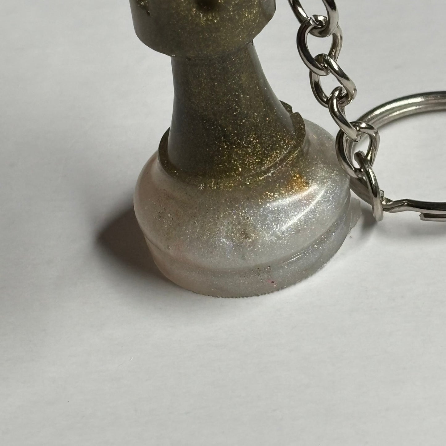 Navy Green Rook - Handmade Resin Keychain