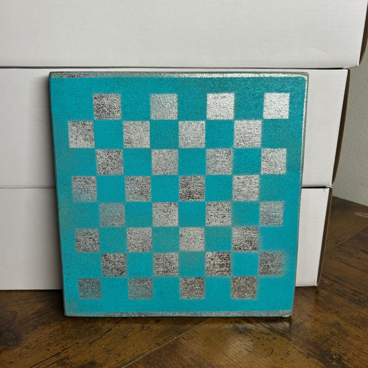 Chrome Blue - Painted Double Sided Chess Board