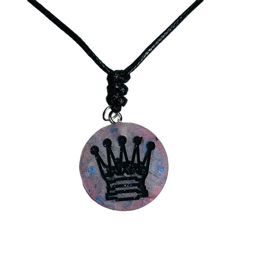 Dark Purple Queen - Handmade Resin Chess Necklace