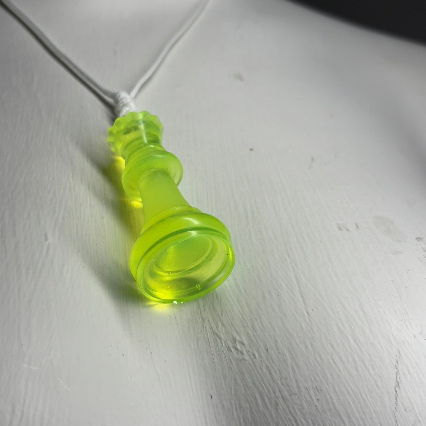 Neon Green Queen - Handmade Resin Chess Necklace