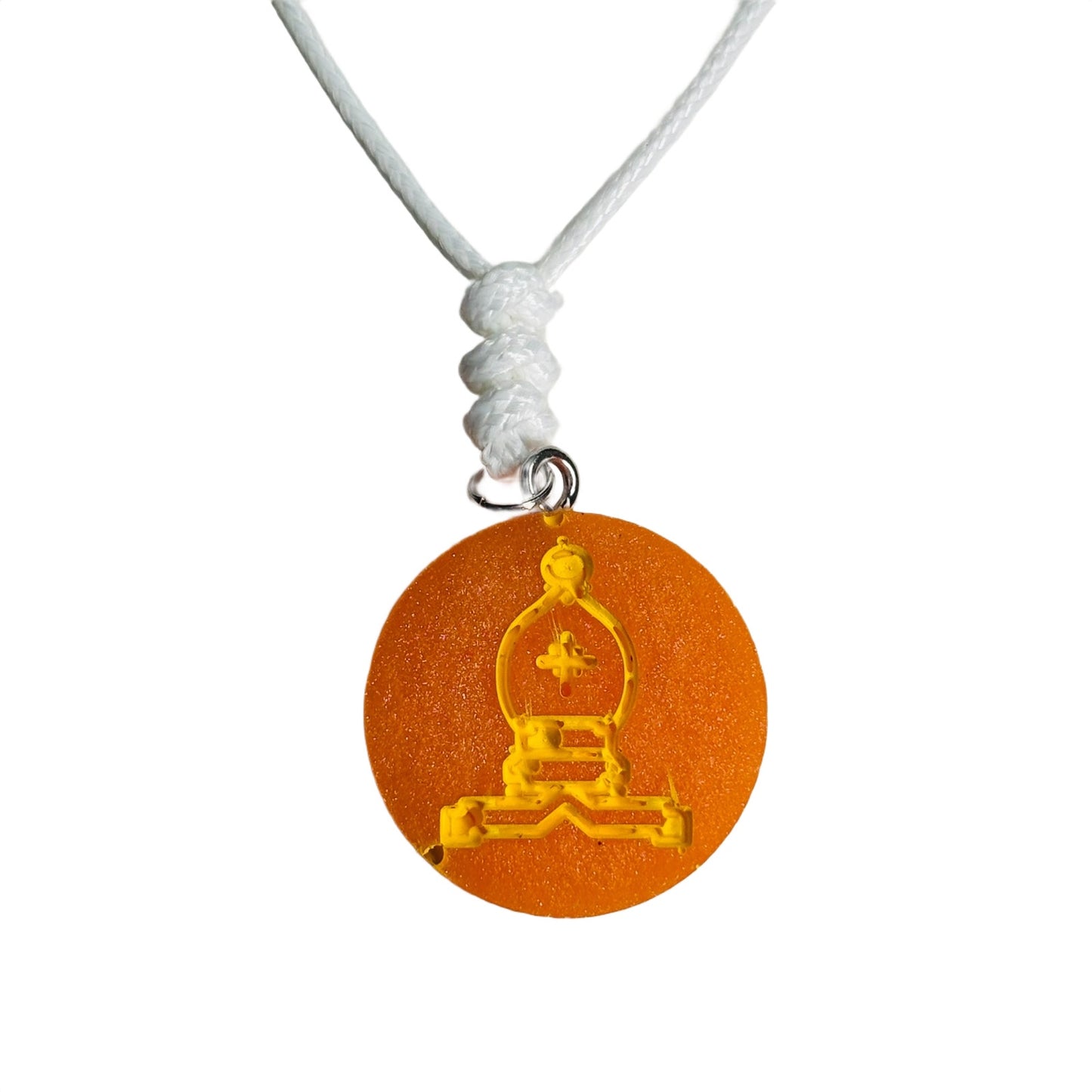 Orange Bishop - Handmade Resin Chess Necklace
