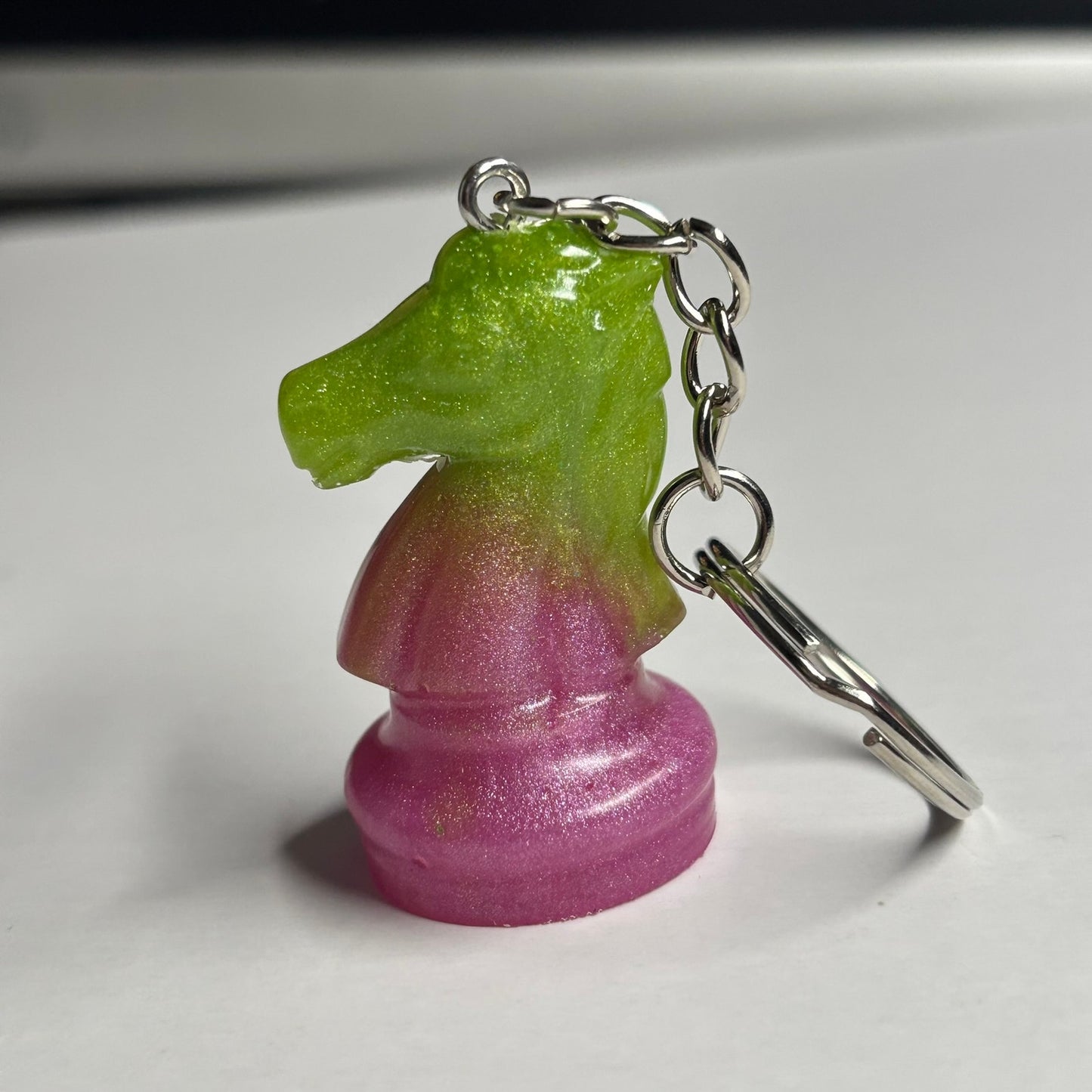Green/Pink Knight - Handmade Resin Keychain