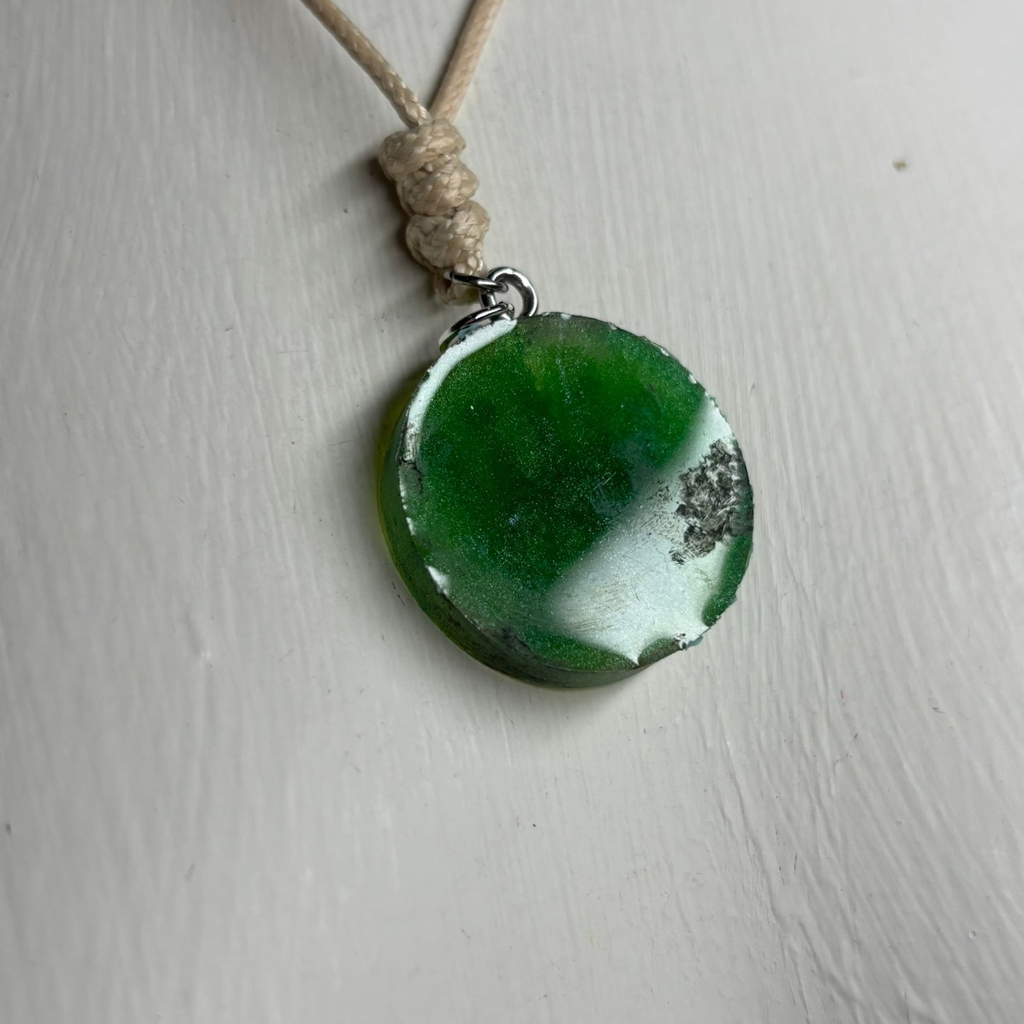 Cream Green Queen - Handmade Resin Chess Necklace