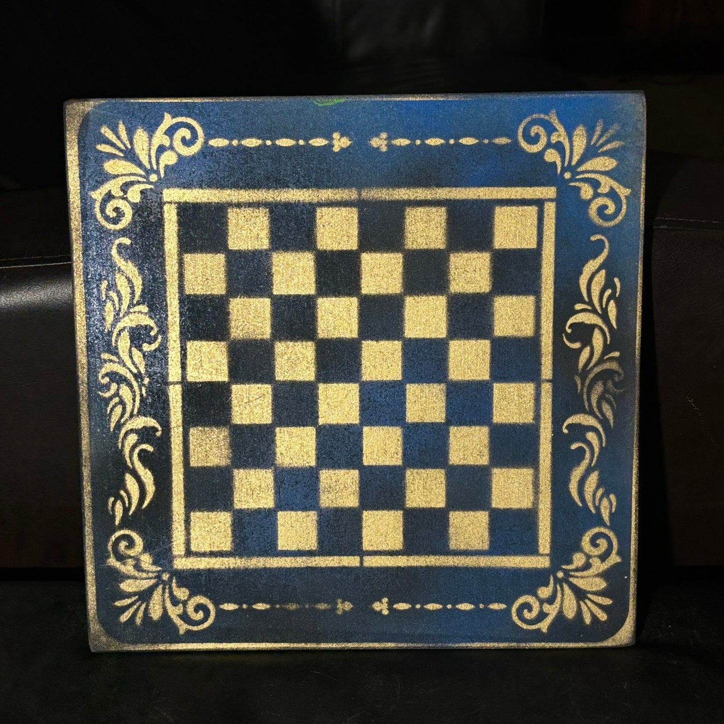 Blue Gold - Painted Chess Board