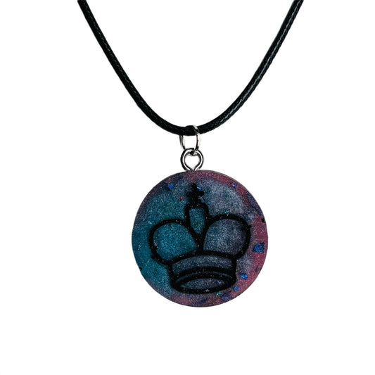 Blue/Purple King - Handmade Resin Chess Necklace
