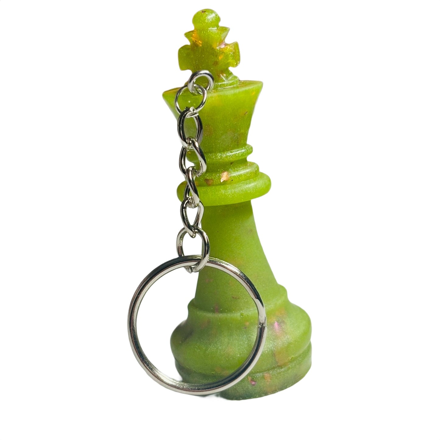 Green Pink Sparkle King - Handmade Resin Keychain