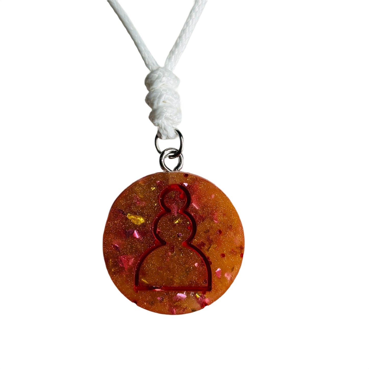 Orange Fire Pawn - Handmade Resin Chess Necklace