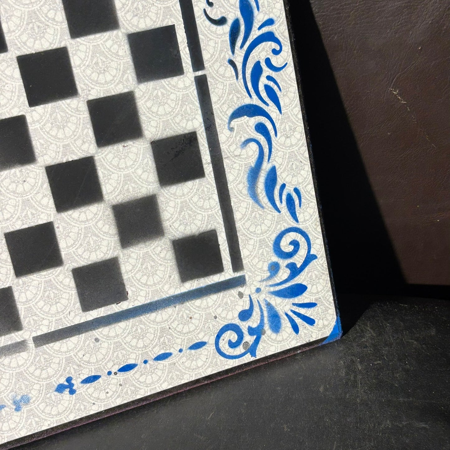 Gray White & Blue - Scrapbook Chess Board