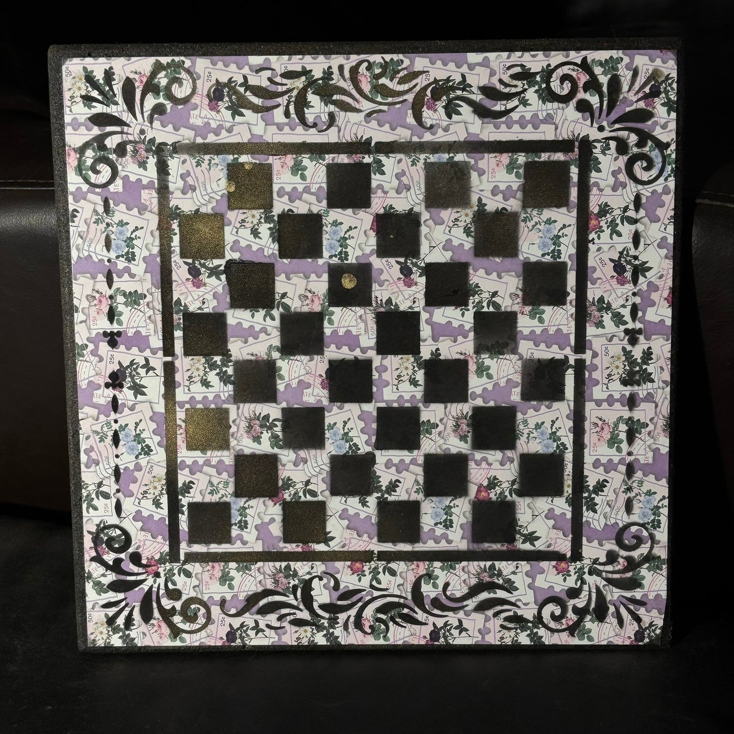 Purple Puzzle - Scrapbook Chess Board