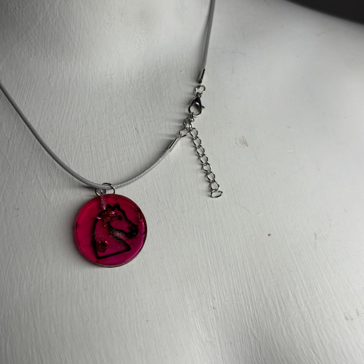 Cool Red Knight - Handmade Resin Chess Necklace