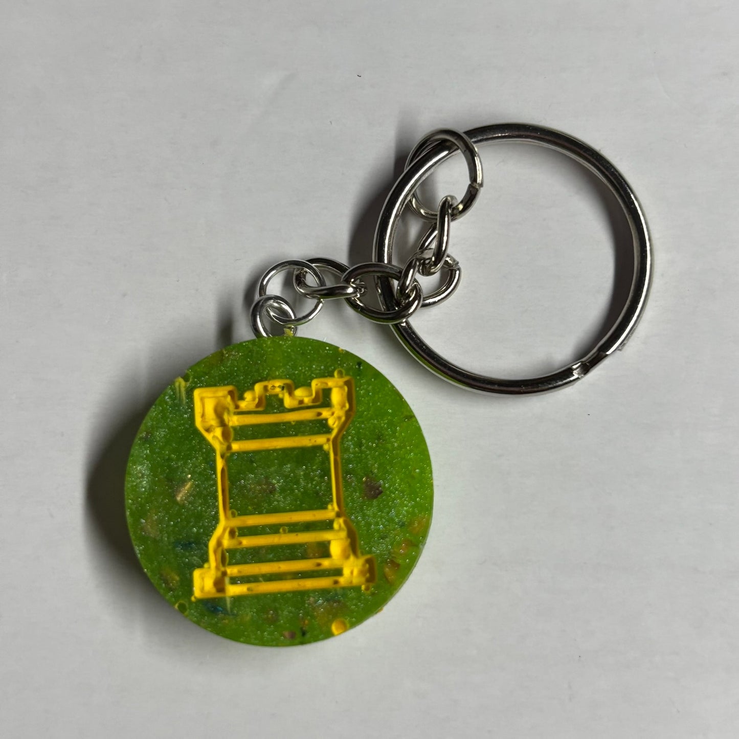 Yellow Green Rook - Handmade Resin Keychain