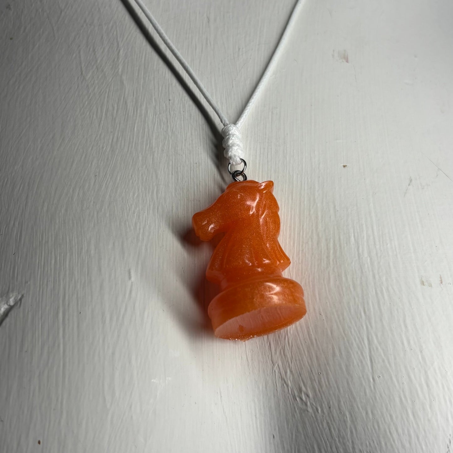 Orange Knight - Handmade Resin Chess Necklace