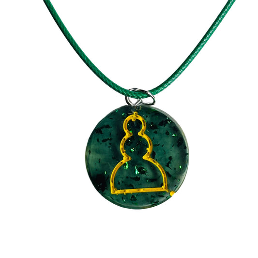Green Crystal Pawn - Handmade Resin Chess Necklace