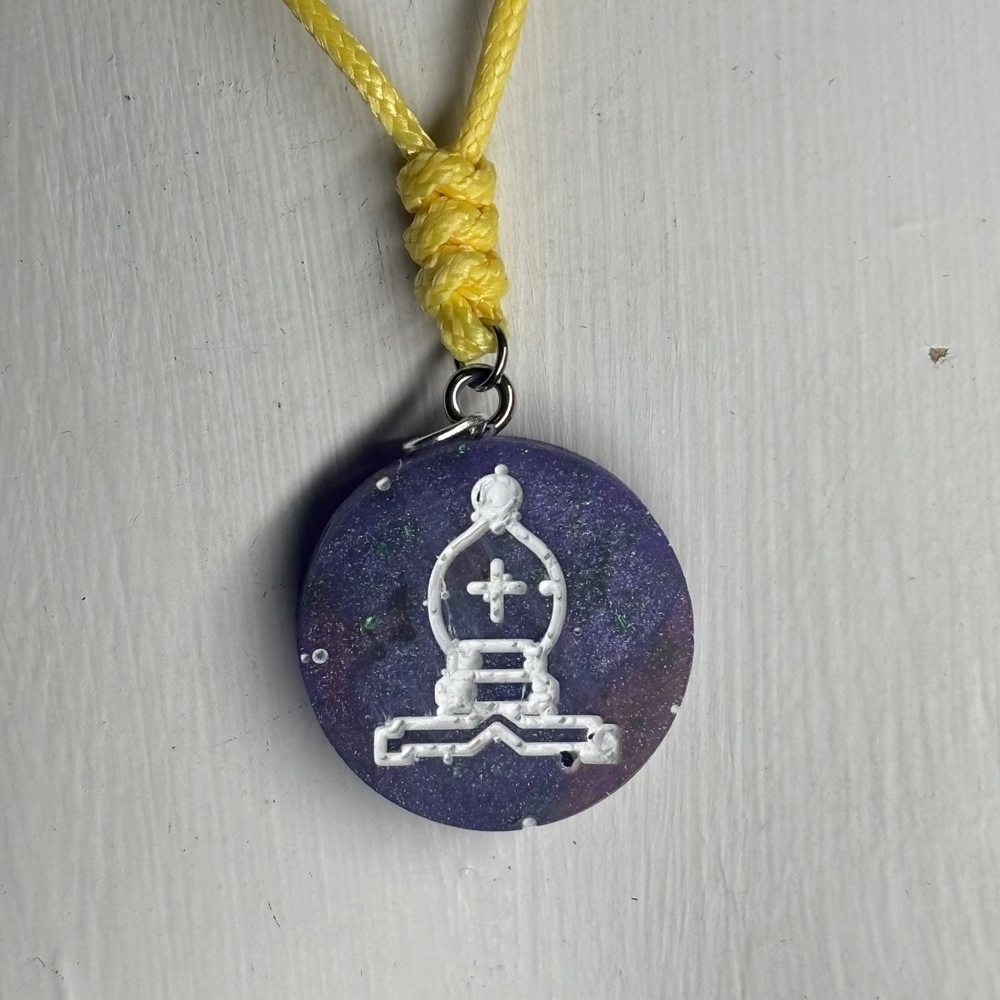 Space Purple Bishop - Handmade Resin Chess Necklace