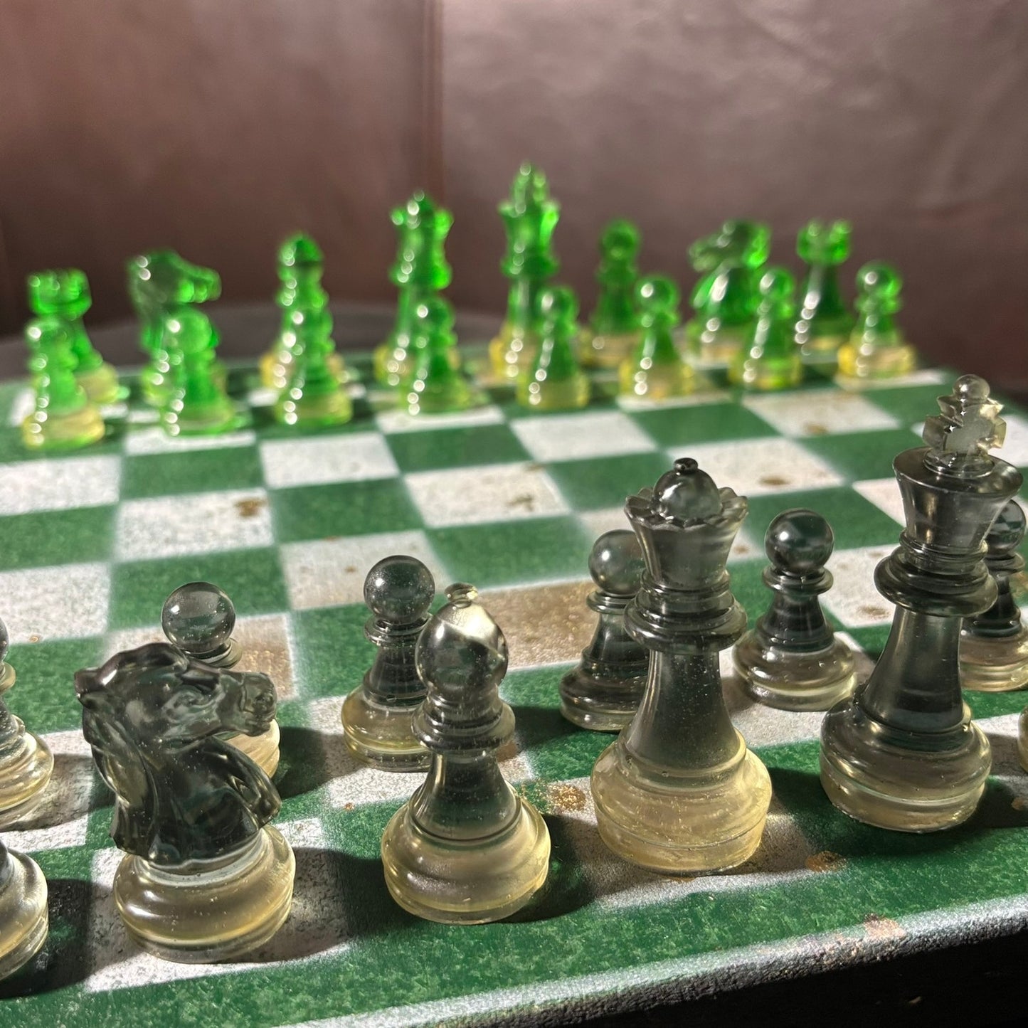 Goldish Green - Painted Chess Set