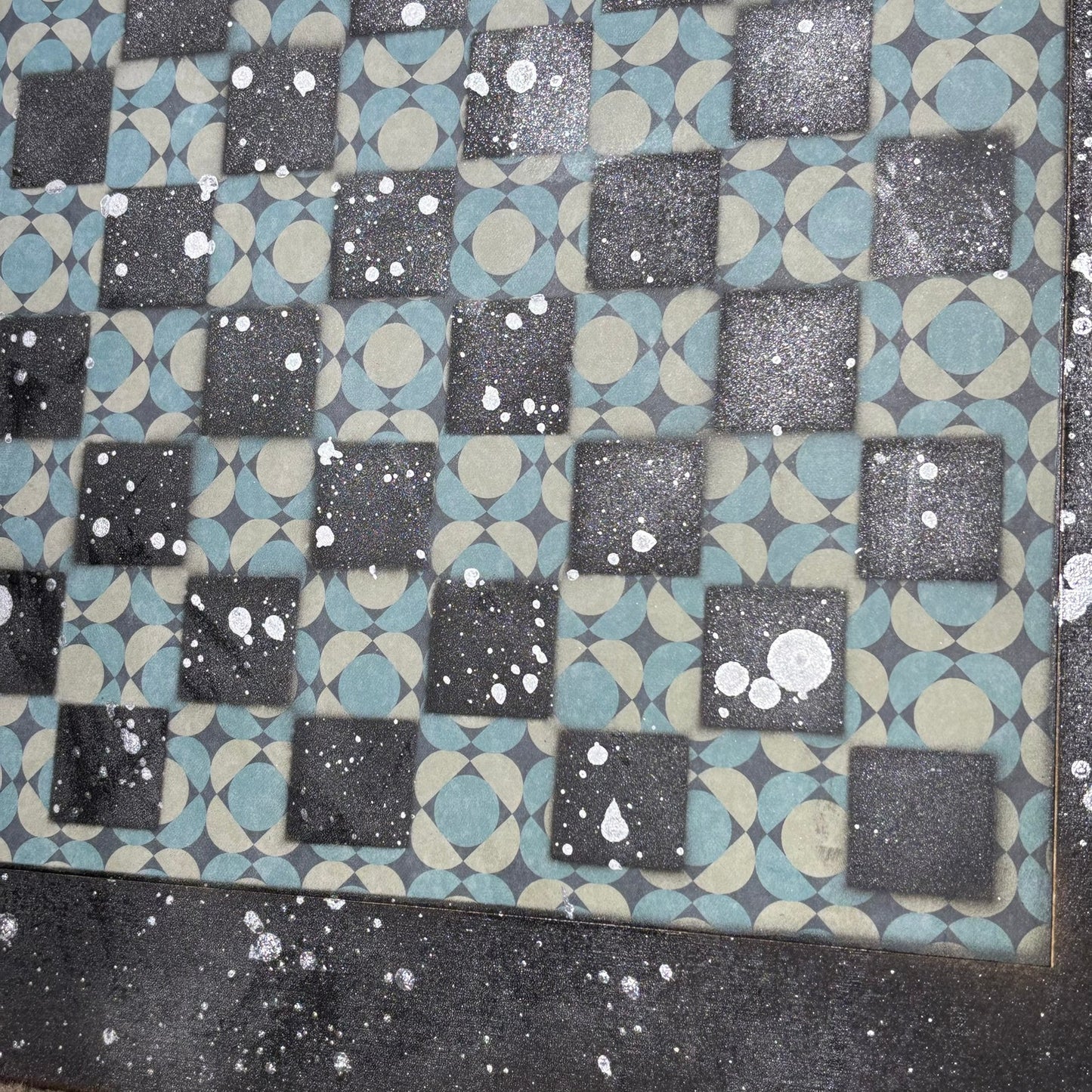 Blue & Green Pattern - Large Scrapbook Chess Board