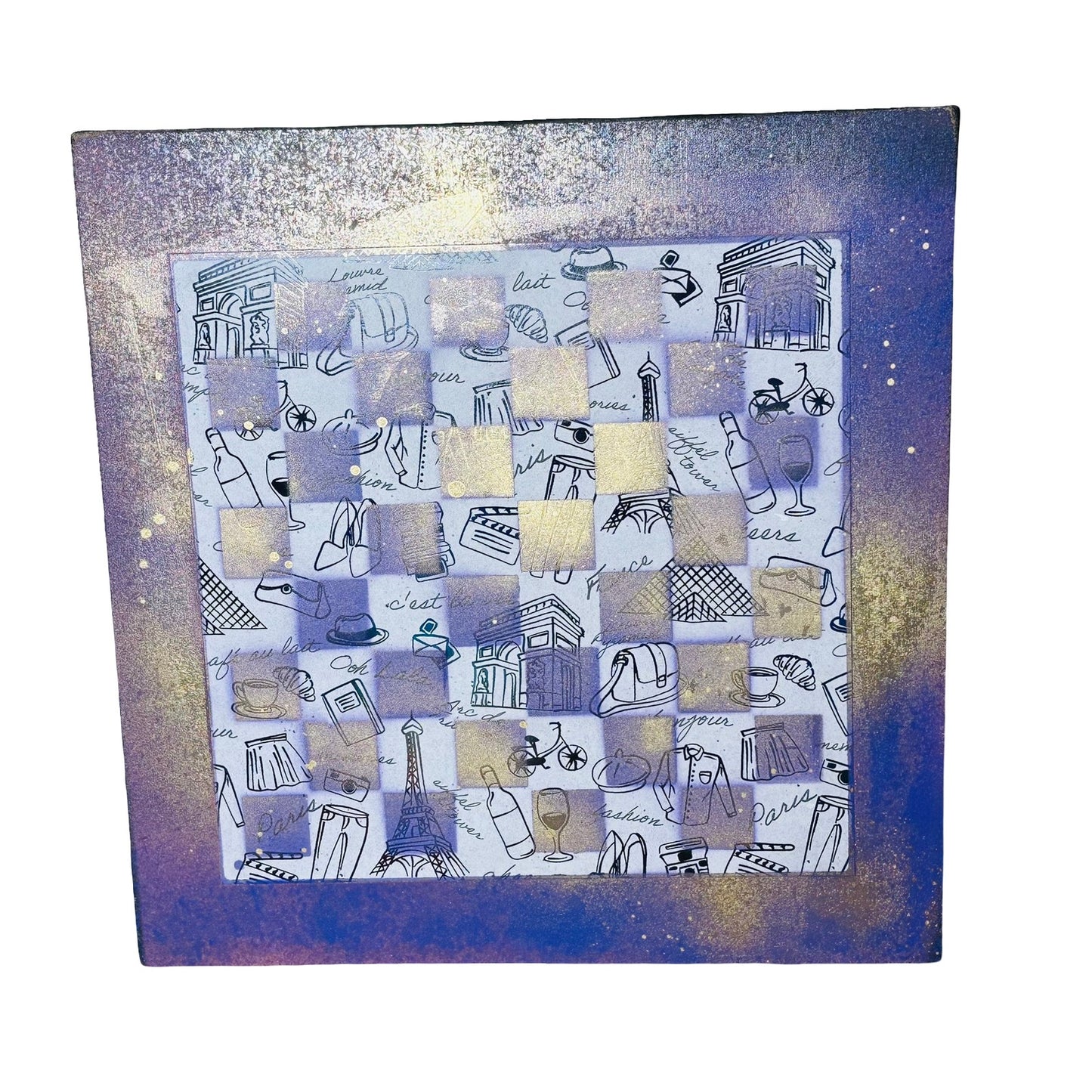 Golden Purple Pop Images - Large Scrapbook Chess Board