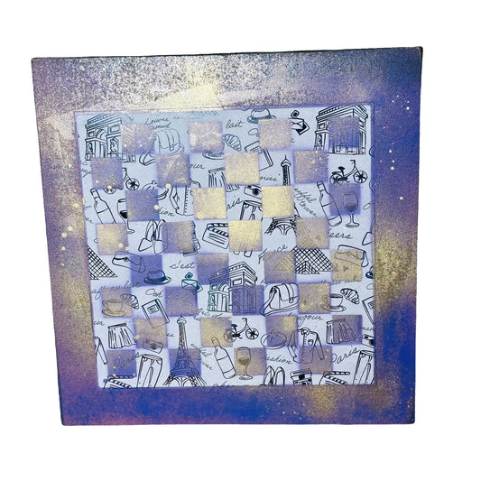 Golden Purple Pop Images - Large Scrapbook Chess Board
