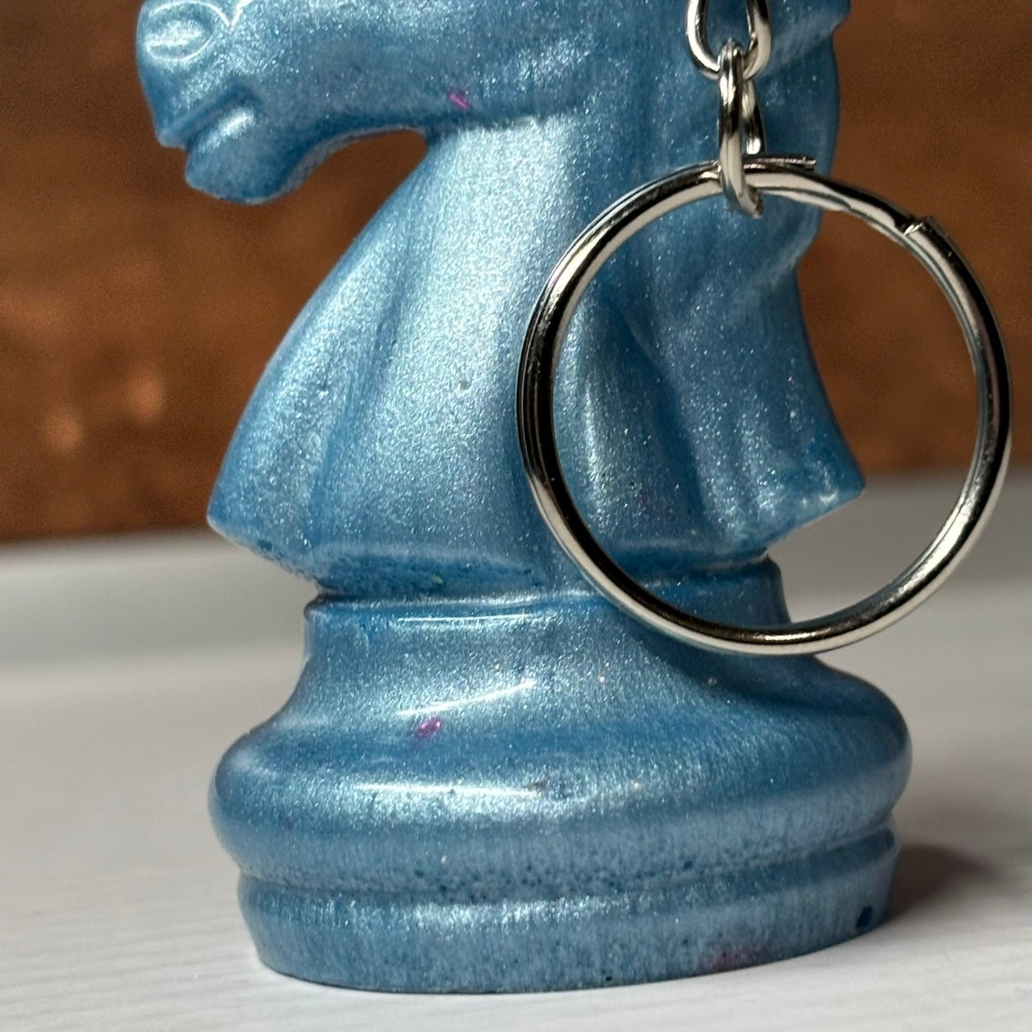 Smooth Blue Knight - Handmade Resin Keychain - Large Edition