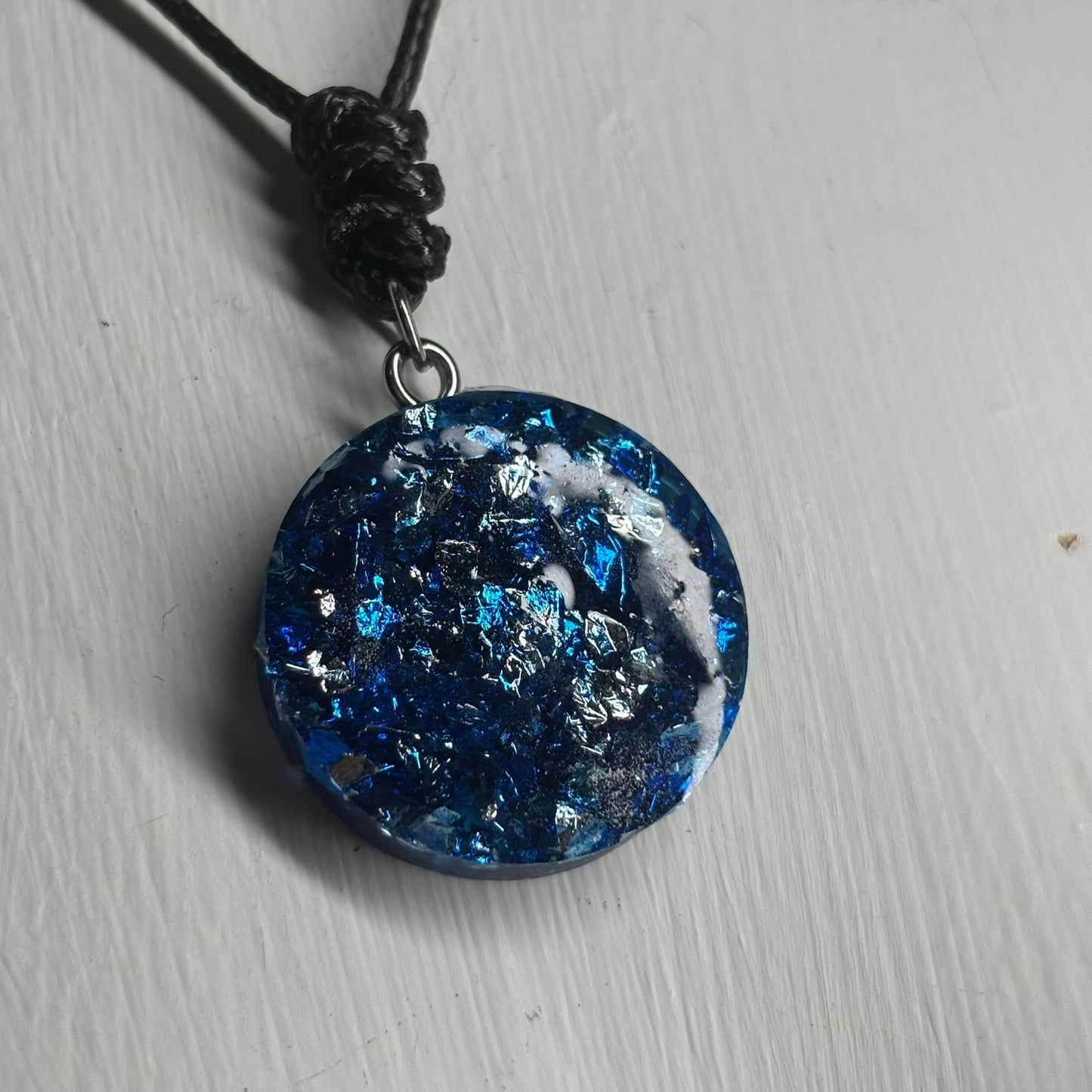 Sparkly Blue Bishop - Handmade Resin Chess Necklace