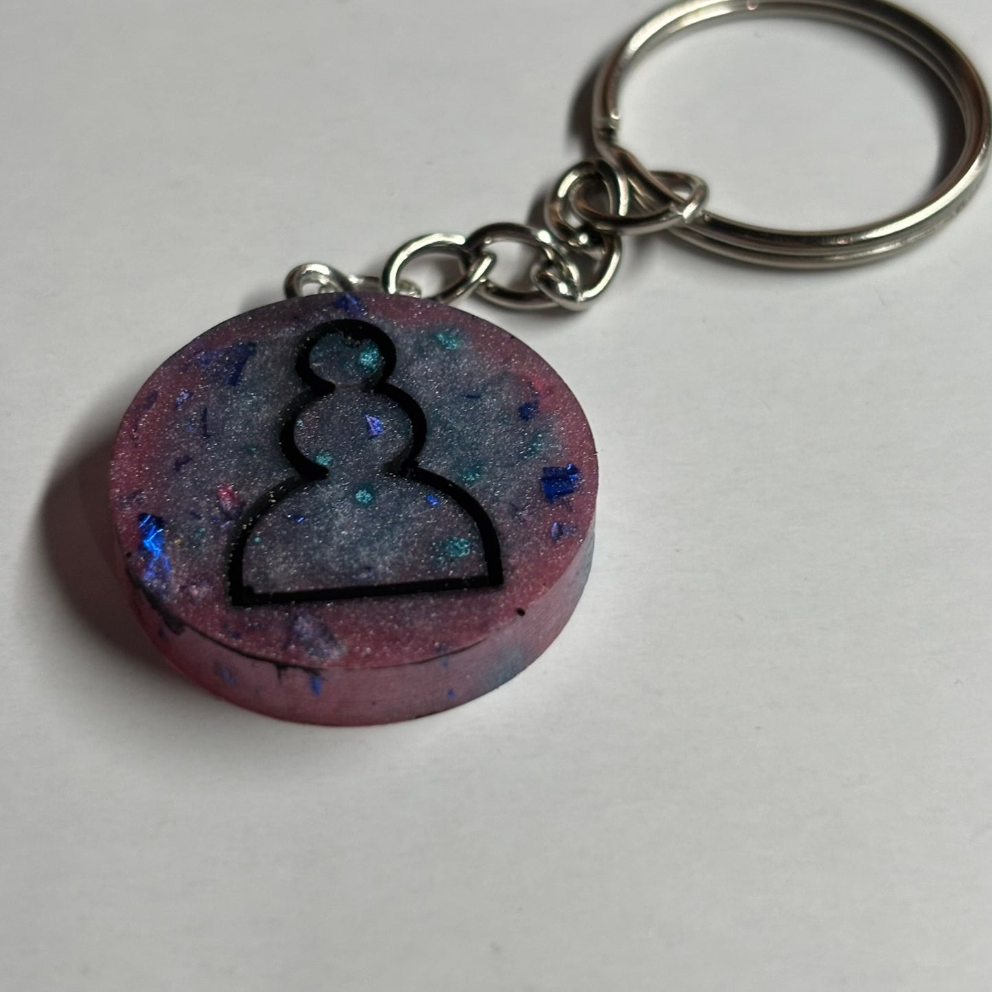 Cotton Candy Colored Pawn - Handmade Resin Keychain - Flat Edition