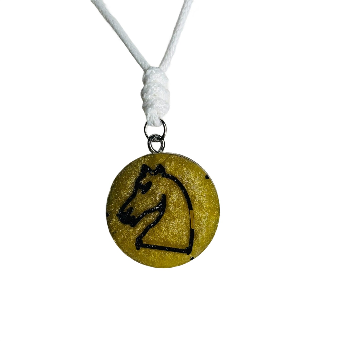 Cream Yellow Knight - Handmade Resin Chess Necklace