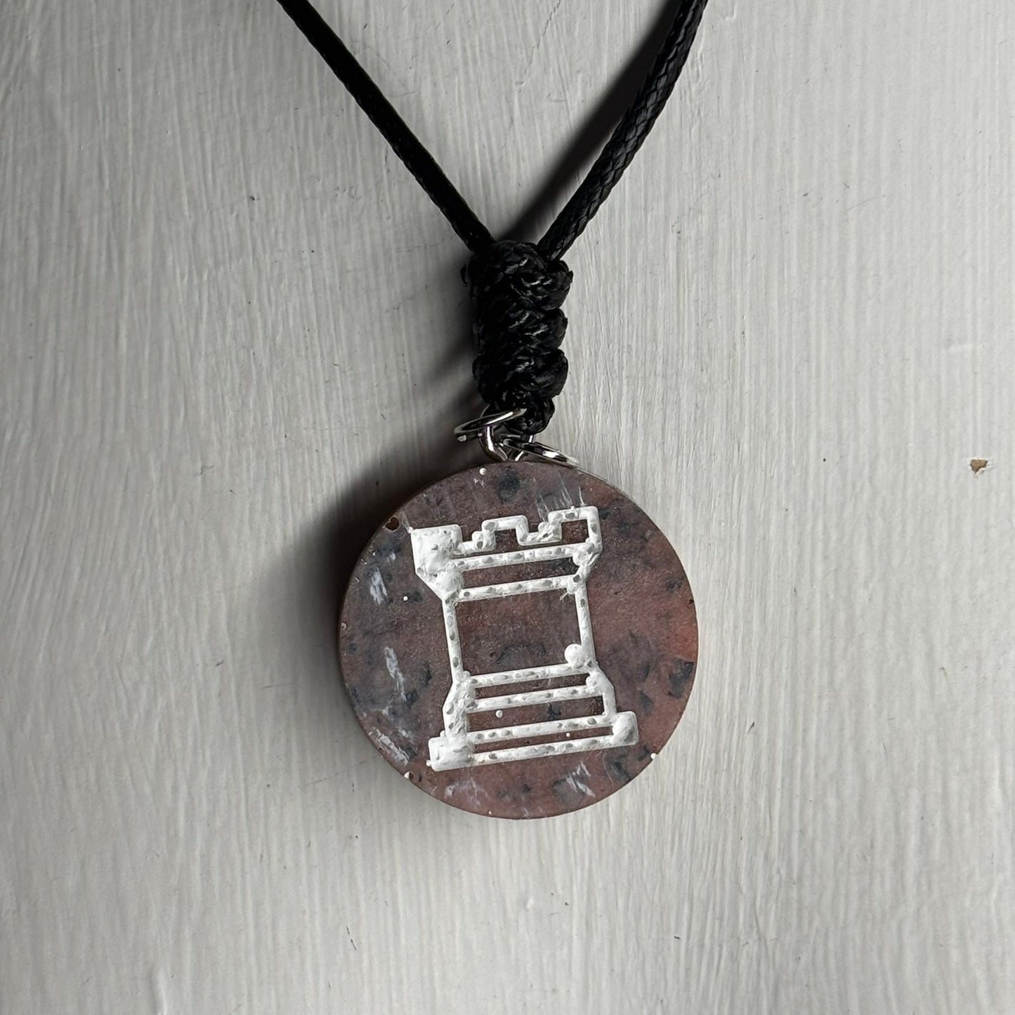 Brown Luxury Rook - Handmade Resin Chess Necklace