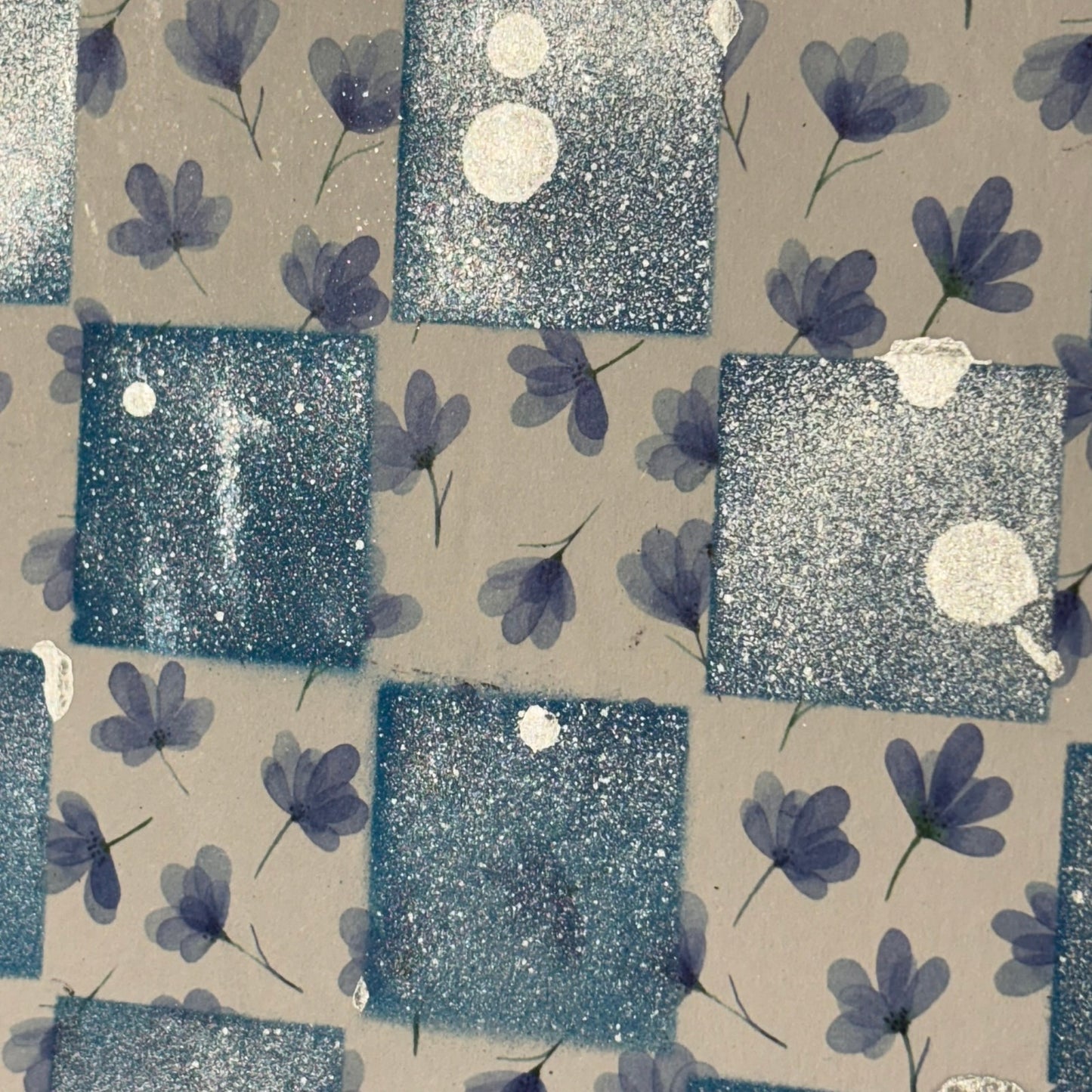 Blight Blue Flowers - Scrapbook Chess Board