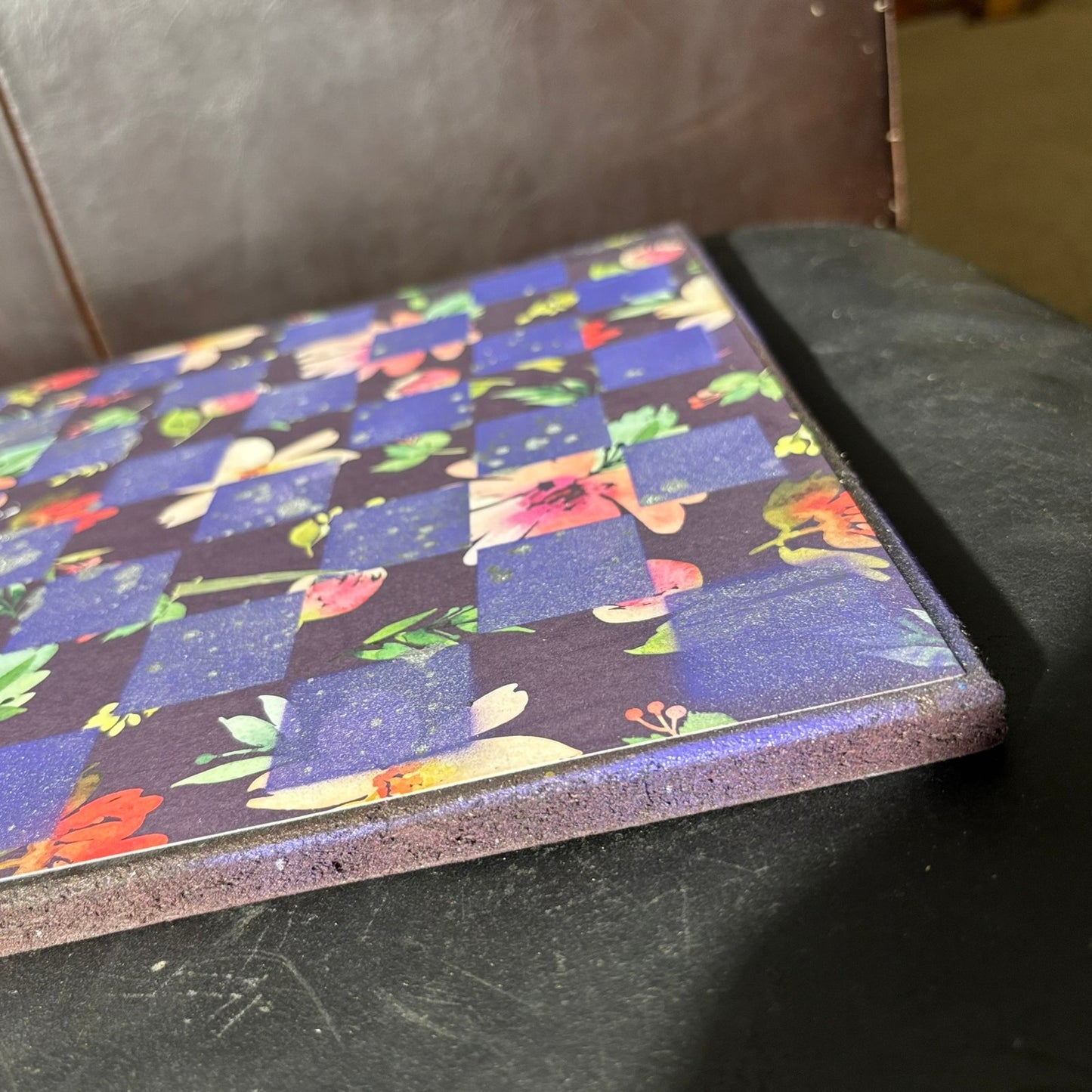 Purple Flush Flowers - Scrapbook Chess Board