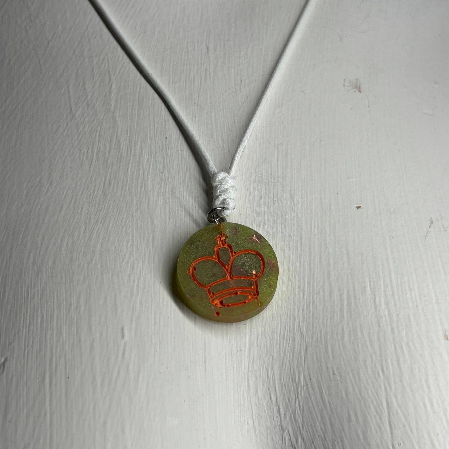 Green Orange King - Handmade Resin Chess Necklace