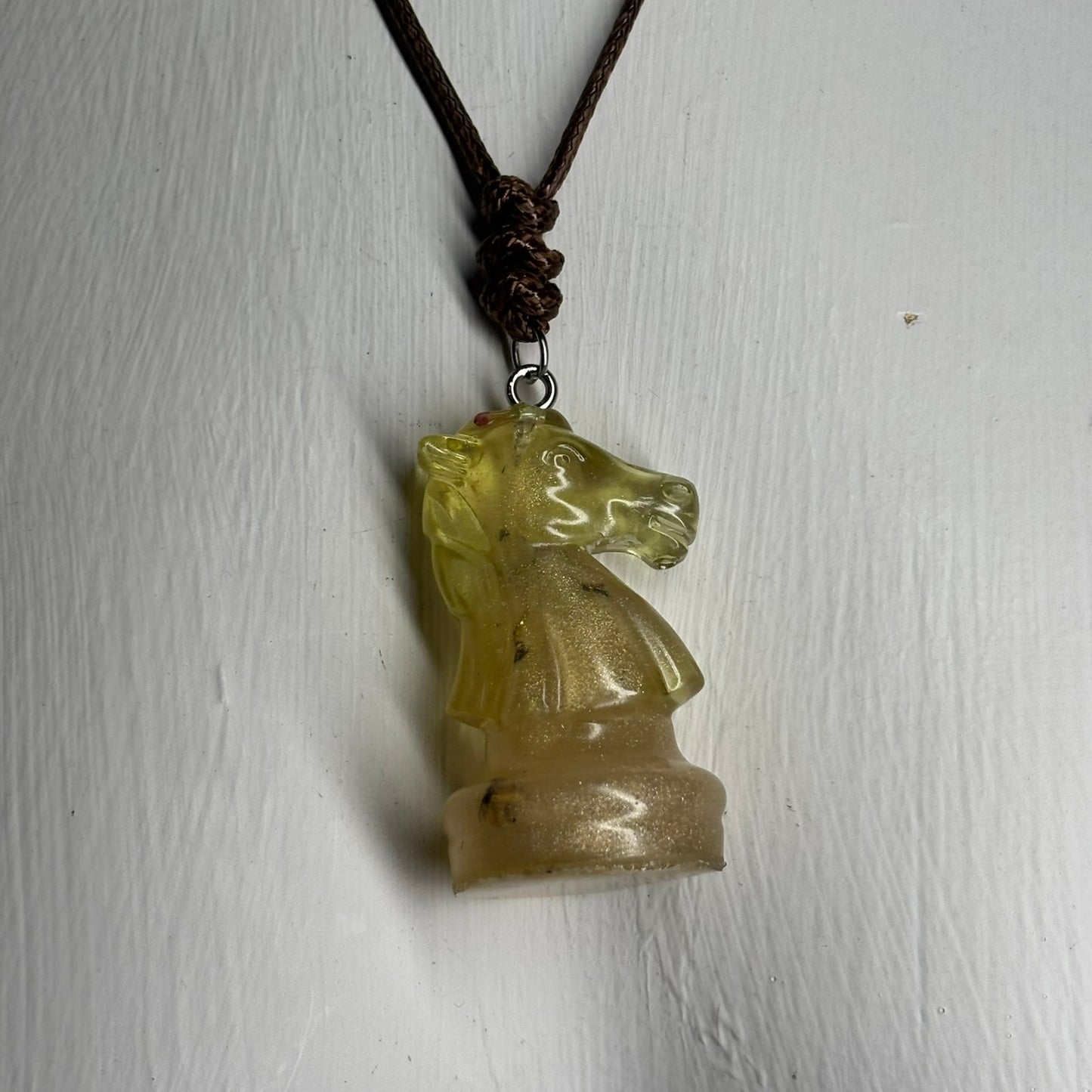 Premium Yellow Knight - Handmade Resin Chess Necklace