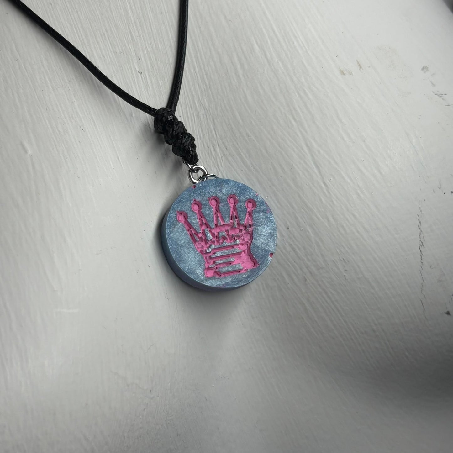 Pink Pawn Queen - Handmade Resin Chess Necklace