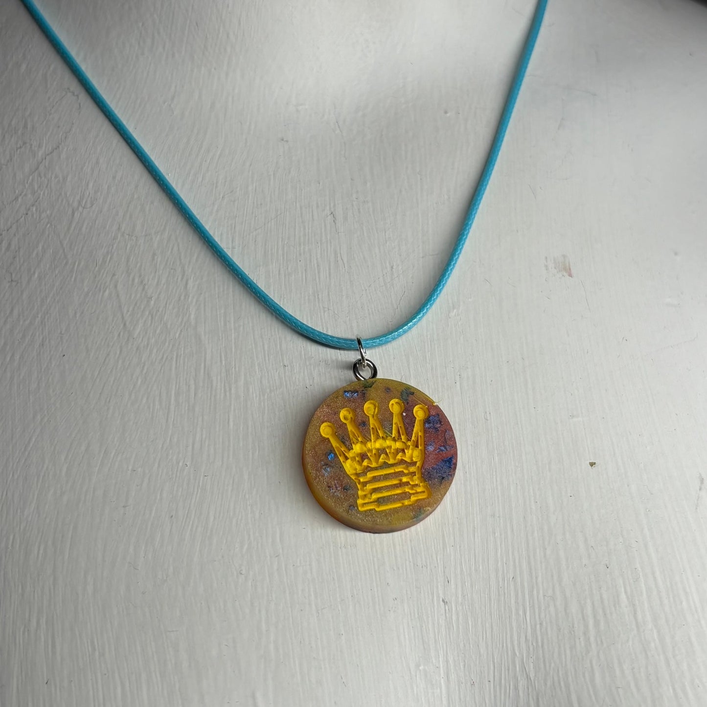Premium Yellow Queen - Handmade Resin Chess Necklace