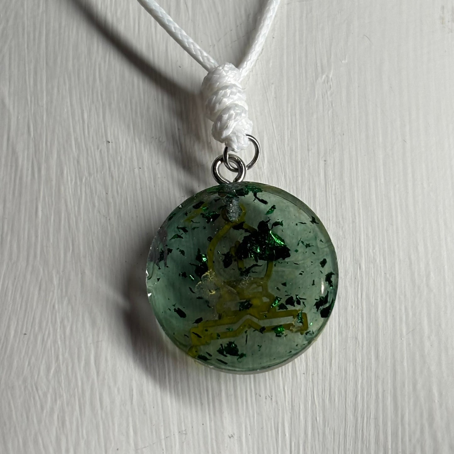 Forest Green Bishop - Handmade Resin Chess Necklace