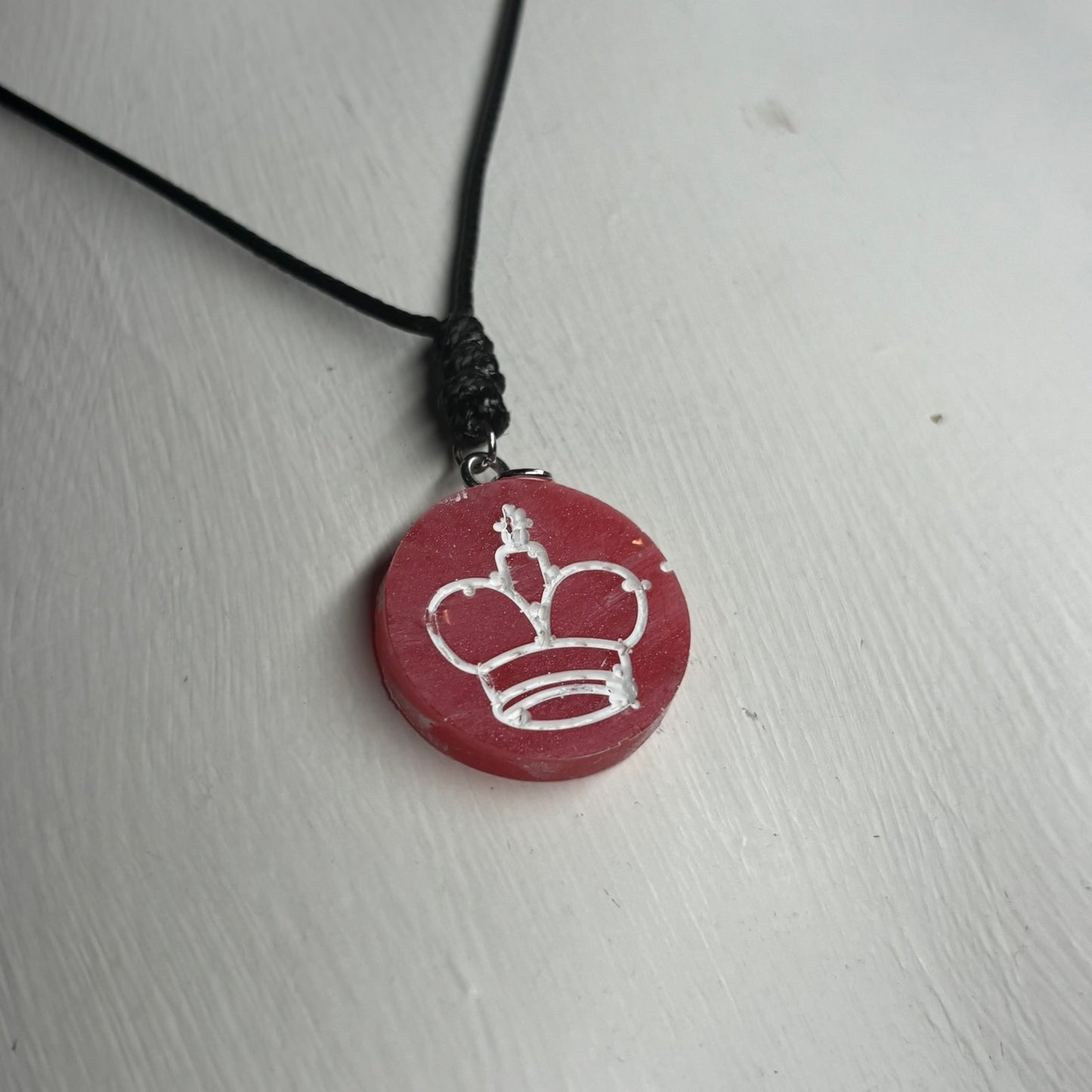 Red/Pink King - Handmade Resin Chess Necklace