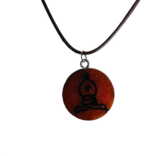 Dark Red Bishop - Handmade Resin Chess Necklace