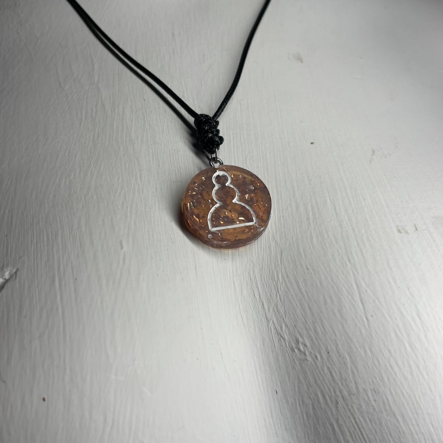 Amber Pawn - Handmade Resin Chess Necklace