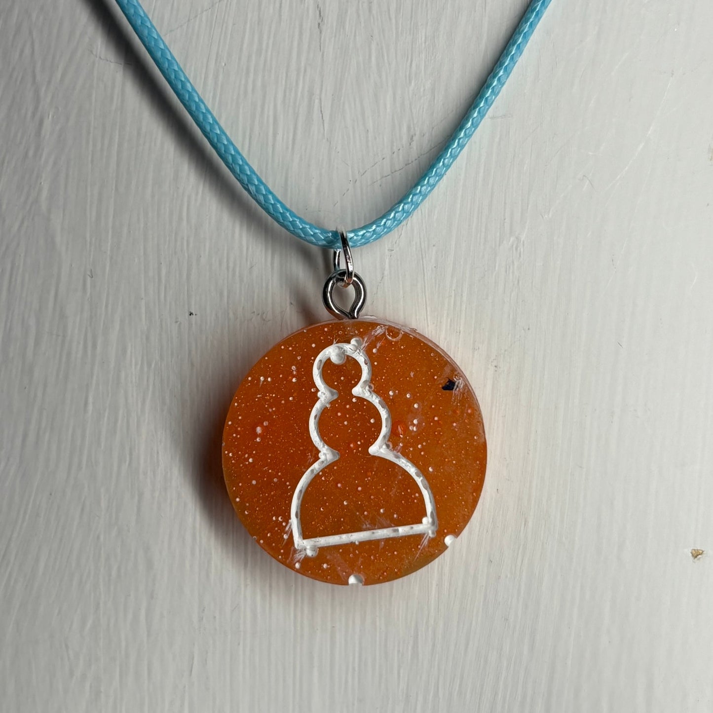 Orange/Blue Pawn - Handmade Resin Chess Necklace