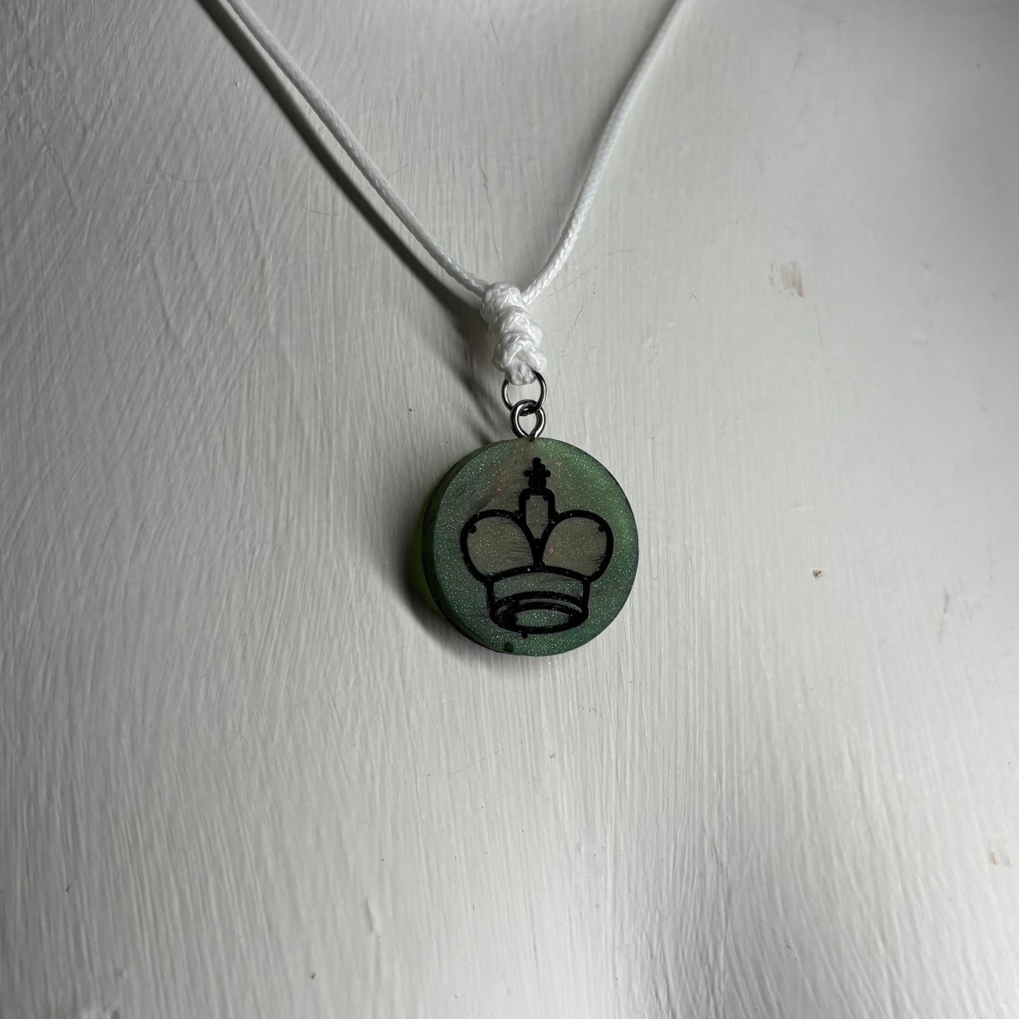 Swamp Green King - Handmade Resin Chess Necklace