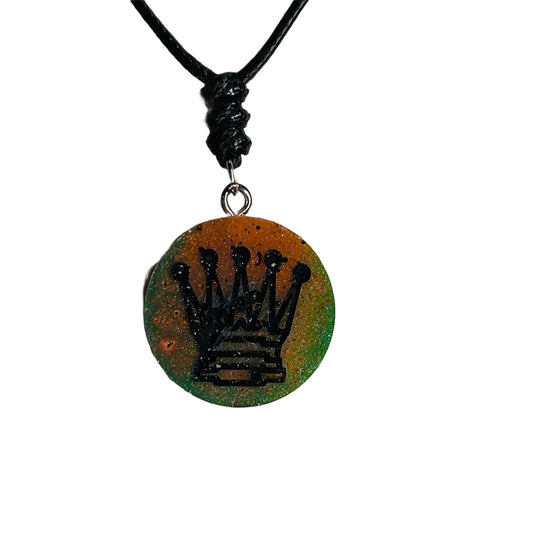 Orange Queen - Handmade Resin Chess Necklace