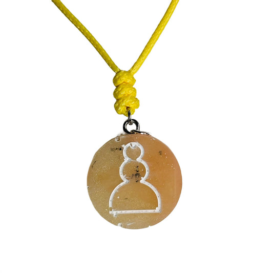 Beach Yellow Pawn - Handmade Resin Chess Necklace